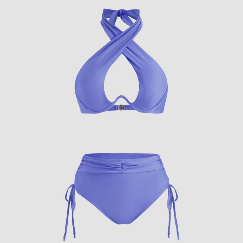 NWT Criss Cross Halter Underwire Bikini Set Size 6